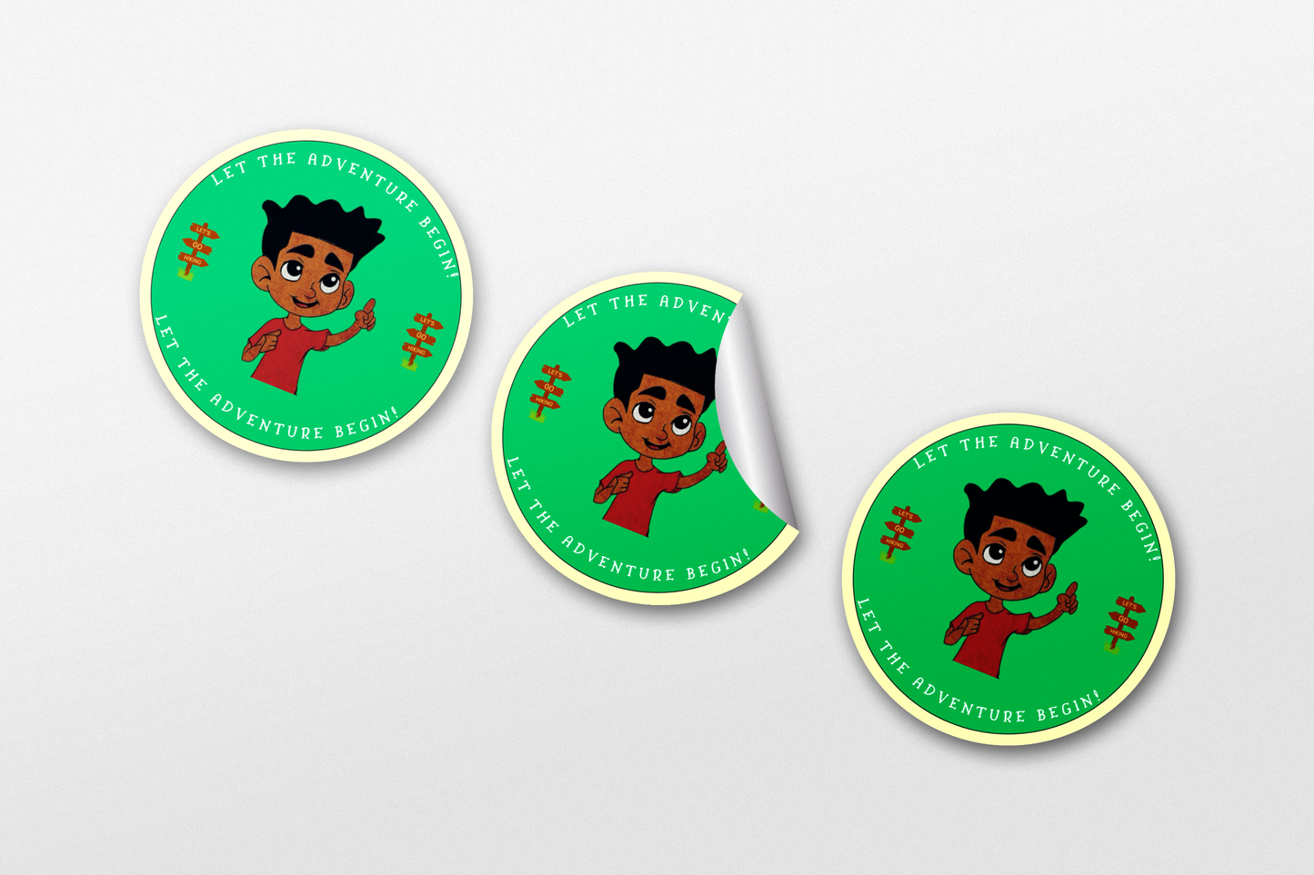 Aaron's Hiking Adventure "LET THE ADVENTURE BEGIN!" Stickers - 3 Pack